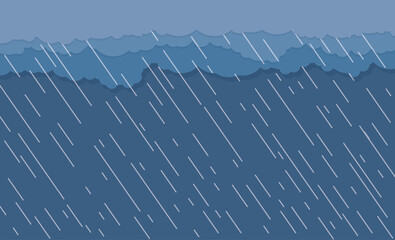 Wall Mural - heavy rain in dark sky, rainy season, clouds and storm, weather nature background, flood natural dis