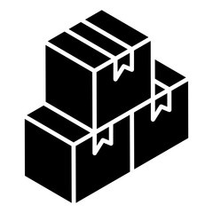 Sticker - parcel boxes in glyph isometric icon