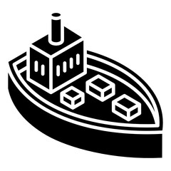 Wall Mural - 
Steamboat icon, summer fun vector design or vintage sea transport 

