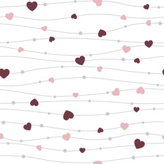 Wall Mural - Hearts seamless pattern design. Pink valentine or baby and kids heart design.