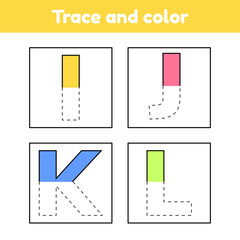 Wall Mural - Trace letters for kindergarten and preshool kids. Write and color.