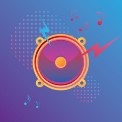 Sticker - Colorful trendy electronic music design - speaker and notes