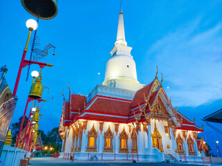 Thai temple an evening with blue sky