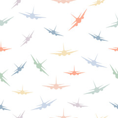 Wall Mural - seamless pattern with airplanes. vector air transportation. kids illustration isolated.