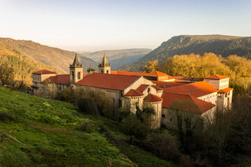 Nogueira de Ramuin, Spain. The romanesque gothic monastery of Santo Estevo de Ribas de Sil, now a National Parador in Galicia