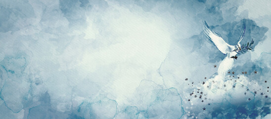 dove of peace. watercolor concept background