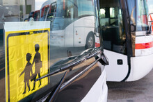 Close-up Of School Bus Parked