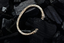 Bronze Jewelry Bracelet On Dark Background