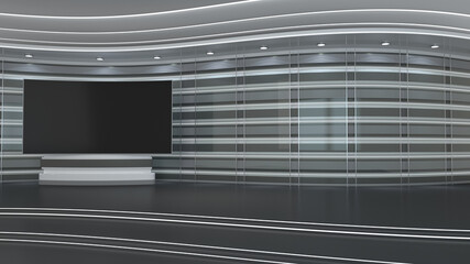 Wall Mural - Virtual  Studio 3d  background with  horizontal strips