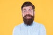 © be free - happy handsome caucasian guy with moustache and stylish hair, happiness