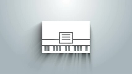 Sticker - White Piano icon isolated on grey background. Musical instrument. 4K Video motion graphic animation