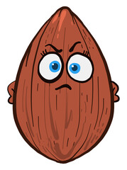 Wall Mural - Angry almond, illustration, vector on a white background.