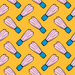 Poster - Shaving brush,seamless pattern on yellow background.