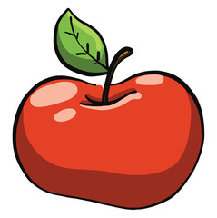 Wall Mural - Red healthy apple, illustration, vector on a white background.