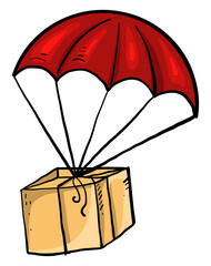 Sticker - Red parachute, illustration, vector on a white background.