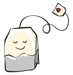 Sticker - Small tea bag, illustration, vector on a white background.