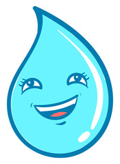 Poster - Happy water drop, illustration, vector on a white background.