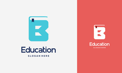 Flat Initial B Book Logo Design Concept Vector Illustration, Education Book logo symbol template