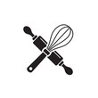 whisk and rolling pin icon symbol sign vector