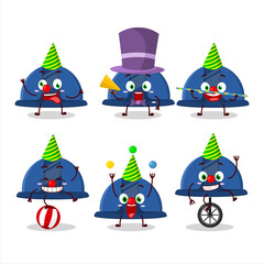 Poster - Cartoon character of blue construction helmet with various circus shows