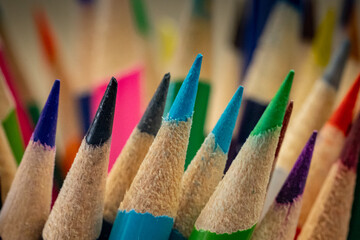 Wall Mural - A closeup shot of a set of colorful pencils