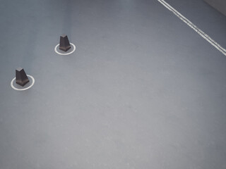 Sticker - Empty concrete floor with grunge texture. 3d rendering of road and gray post.