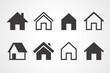 House icons, Home page button, House symbol, Vector illustration.