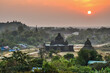 Stone temple at sunset in Mrauk U Myanmar