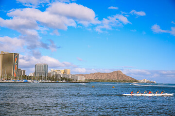 Wall Mural - Canoeing at Honolulu,  Oahu , Hawaii