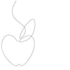 Wall Mural - Apple icons on white background one line drawing, vector illustration