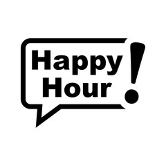 Canvas Print - Logotipo con texto Happy Hour en burbuja de habla en color negro