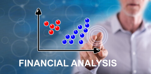 Wall Mural - Man touching a financial analysis concept