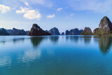 Fototapeta Krajobraz - Lagoon in the Halong Bay Scenic view of rock island. landmark famous destination Vietnam