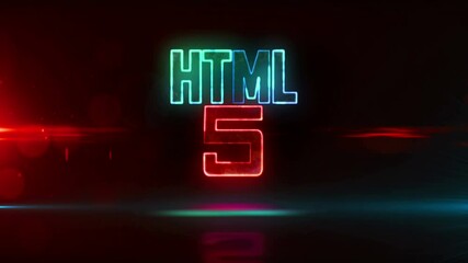 Wall Mural - html5 symbol, development, code, computer language and programming technology concept loop. futurist
