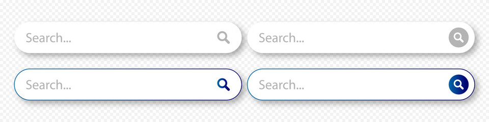Wall Mural - set of search bar boxes. web ui elements for browsers with text field and search button. vector set 