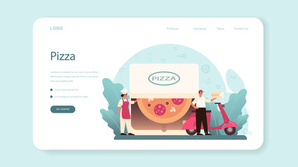 Wall Mural - pizzeria web banner or landing page. chef cooking tasty