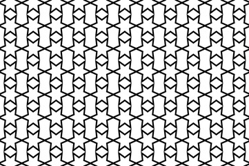 Poster - Six-pointed star - black and white vector pattern