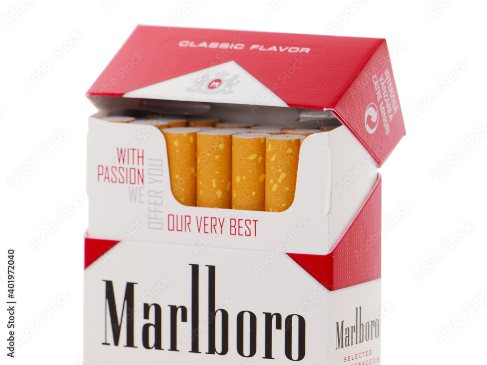 how much are cigarettes in bucharest BUCHAREST, ROMANIA - APRIL 6, 2016. Pack of Marlboro Cigarettes, made by  Philip Morris. Marlboro is the largest selling brand of cigarettes in the  world Stock Photo