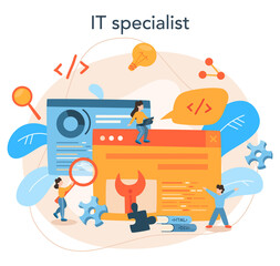 Back end development concept. Software development process.