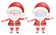 Cute Santa Claus with medical mask, Christmas watercolor illustration isolated on white background