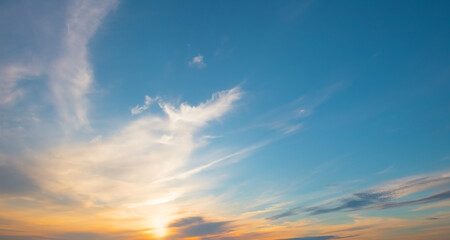 Wall Mural - blue with orange sunset sky