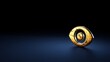 3d rendering symbol of visibility button wrapped in gold foil on dark blue background