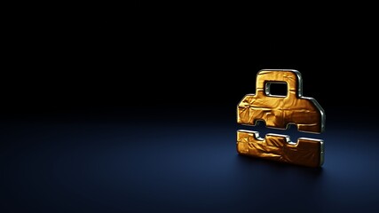 Sticker - 3d rendering symbol of toolbox wrapped in gold foil on dark blue background