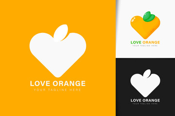 Wall Mural - Love orange logo design