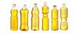 Leinwandbild Motiv vegetable or sunflower oil in plastic bottle