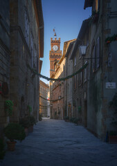 Wall Mural - Pienza old town, main street in winter. Tuscany, Italy