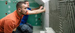 © karepa - two professional tilers installing large format tiles. home renovation concept