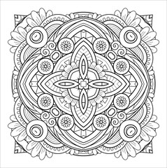  Vector Monochrome Square. Abstract Object Isolated On White Background. Ethnic Decorative Element