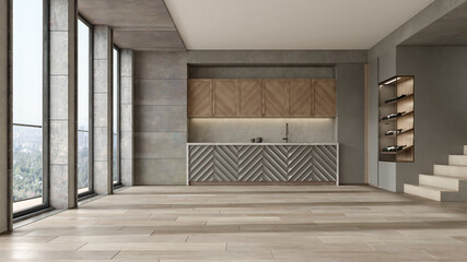 Empty modern interior room 3d illustration
