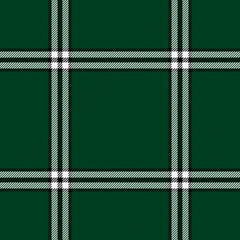 Wall Mural - Christmas and new year tartan plaid. Scottish pattern in white, black and green cage. Scottish cage. Traditional Scottish checkered background. Seamless fabric texture. Vector illustration